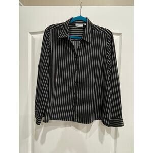 Ladies Apparenza Button-Front Top Black White Size Large